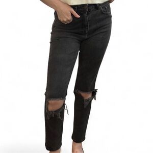 ASOS Black High Waisted Distressed Jeans